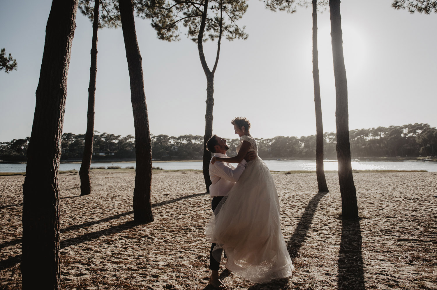 seance photo mariage au lac d'hossegor